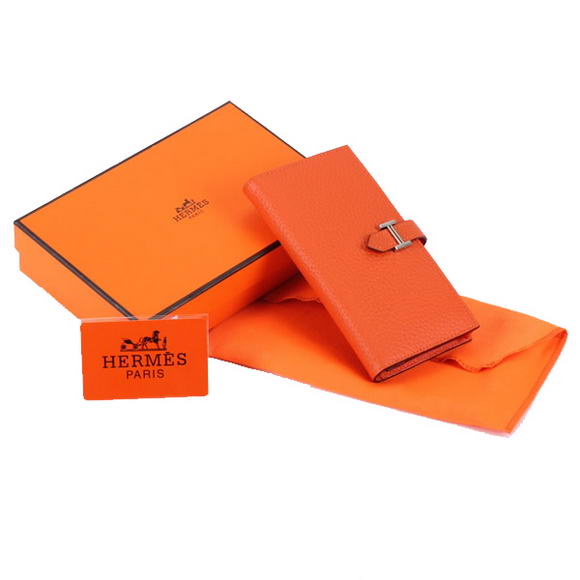 Cheap Fake Hermes Bearn Japonaise Bi-Fold A208 Orange - Click Image to Close